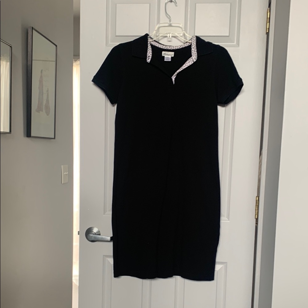 Weatherproof Black Mini Dress with White Accents